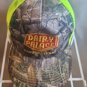 Richardson Style 112P Neon Yellow/Camo Trucker Hat Dairy Palace